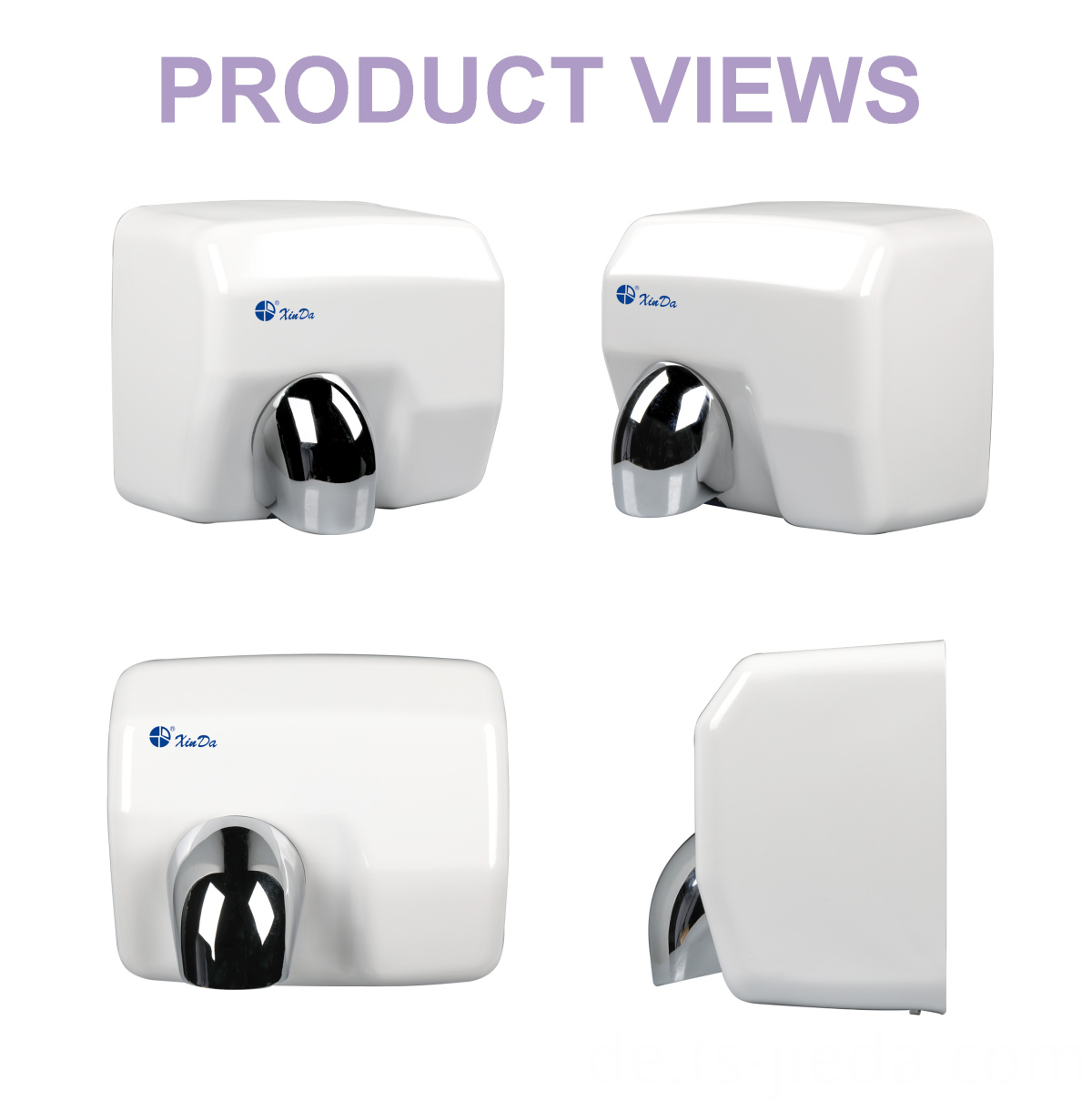 Puderweißer Händetrockner mit multidirektionalem Luftstrom Powder white hand dryer with multi-directional airflow
